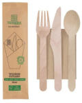  Lebomló evőeszköz szett, fa, csomagolt 4in1 | 100 db/cs
