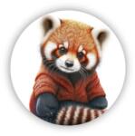  60x60mm-es kör alakú mágnes - vörös panda pulóverben (MAGNET-60X60-KRUH-28)