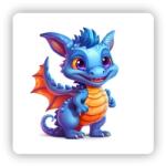  Mágnes 65x65mm négyzet alakú - aranyos kék sárkány (MAGNET-65X65-CTVEREC-35)