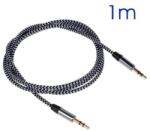  1m fonott audio jack/jack hosszabbító kábel - fekete (10140125A)