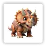  Mágnes 65x65mm négyzet alakú - aranyos Triceratops (MAGNET-65X65-CTVEREC-33)