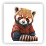  65x65mm-es négyzet alakú mágnes - Vörös panda pulóverben (MAGNET-65X65-CTVEREC-28)