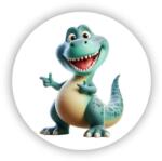  60x60mm kör mágnes - mosolygó dino barát (MAGNET-60X60-KRUH-49)