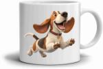  Fehér kerámia bögre 330ml képpel - vidám basset hound (HRNEK-90X82-BILY-174)