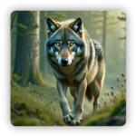  65x65mm-es négyzet alakú mágnes - Farkas Őrző (MAGNET-65X65-CTVEREC-56)