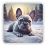  65x65mm-es négyzet alakú mágnes - bulldog a hóban (MAGNET-65X65-CTVEREC-3)