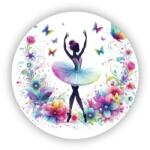  65x65 mm-es kör alakú mágnes - virágos balerina (MAGNET-65x65-KRUH-67)