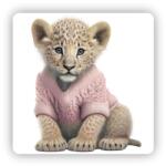  65x65mm-es négyzet alakú mágnes - Oroszlánkölyök pulóverben (MAGNET-65X65-CTVEREC-29)