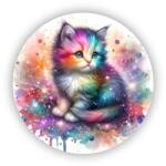  65x65mm-es kör alakú mágnes - színes cica (MAGNET-65X65-KRUH-12)