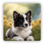  65x65mm-es négyzet alakú mágnes - border collie virágokban (MAGNET-65X65-CTVEREC-2)