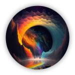  65x65 mm-es kör alakú mágnes - kozmikus színörvény (MAGNET-65x65-KRUH-80)