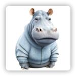  65x65mm négyzetes mágnes - víziló pulóverben (MAGNET-65X65-CTVEREC-17)