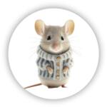  65x65mm-es kör alakú mágnes - egér pulóverben (MAGNET-65X65-KRUH-23)