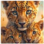  Puzzle 19x18cm szív alakú (76 darab) képpel - leopárd nőstény kölykökkel (PUZZLE-19X18-SRDCE-76-17)