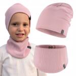 Bubalove Beanie csecsemő sapka pamut sállal 46-50 cm Világos Rózsaszín