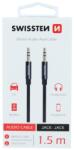  Audiokábel Swissten textil JACK - JACK 1, 5 m - fekete (73501101)