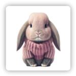  65x65mm négyzetes mágnes - nyuszi pulóverben (MAGNET-65X65-CTVEREC-18)