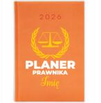 FunnyCase Könyvnaptár 2026 Ügyvéd Tervező *név* Narancssárga Ajándék Minták (Kalendarz Pomarańczowy PLANER PRAWNIKA *IMIĘ*)