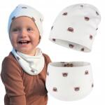 Bubalove Beanie baba sapka pamut sálgallérral 46-50 cm Mackó