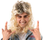 Party Deco Férfi paróka Szőke 80-AS Évek rocksztár pop Hosszú Hátsó Mullet (PER1-109)