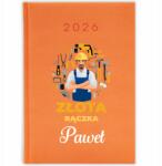 FunnyCase Könyvnaptár 2026 Arany Fogantyú *név* Narancssárga Ajándék Minták (Kalendarz Pomarańczowy ZŁOTA RĄCZKA *IMIĘ*)