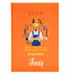  Naptár A5 2026 Narancssárga tervező Ajándék Arany Kéz (Kalendarz Pomarańcz Złota Rączka)