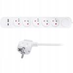 Solight hosszabbító kábel 5 aljzat, Usb A+c töltő 12W, 3m, 3 (PP152USBC)