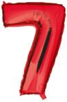  Balon folie cifra rosu metalizat, inaltime 35 cm, pentru aniversare Model 7 (BALONR7)