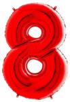  Balon folie cifra rosu metalizat, inaltime 35 cm, pentru aniversare Model 8 (BALONR8)