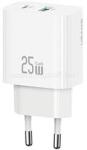 USAMS T65 hálózati töltő USB+Type-C aljzat 25W, PD gyorstöltő, FEHÉR (CC315TC02) (CC315TC02)