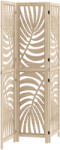 HomCom Paravan Interior cu 3 Panouri Pliabil și Separabil din Lemn, Design cu Frunze, 120x170 cm, Culoare Lemn Natural