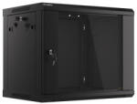 Lanberg WF01-6409-10B 19" 9U SZÉL: 600mm MÉLY: 450mm MAG: 512mm lapraszerelt üvegajtós fekete fali rack szekrény
