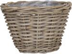  Természetes rattan kerek kúpos kosár szürke műanyag béléssel 35 x 35 x 25 cm