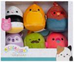 Jazwares Micromallows Pachet de 6 - Castravete, Țipar, Flamingo, Cocoș, Sushi, Lemur