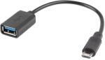 Lanberg 42444 USB 2.0 OTG Adapter, microUSB férfi - USB anya, 15 cm-es kábel, fekete (AD-OTG-UM-01)