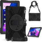 eSTUFF Defender tok szíjjal, Lenovo TAB M10 3rd 2022 modellhez, fekete (ES681906-BULK)