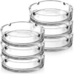 Orion 6 db-os kerek üveg hamutartó készlet, Orion, 10x10x3, 5 cm, átlátszó, üveg, átmérő 10 cm, magasság 3, 5 cm, négy cigarettatartó zseb (SET553)