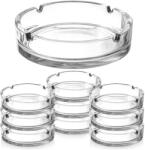 Orion 10 db-os kerek üveg hamutartó készlet, Orion, 10x10x3, 5 cm, átlátszó, üveg, átmérő 10 cm, magasság 3, 5 cm, négy cigarettatartó zseb (SET554)