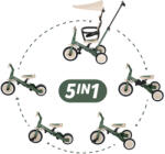Petite&Mars PETITE&MARS Multifunkciós tricikli 5 az 1-ben Turbo Plus Misty Green