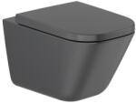 Roca The Gap Square fali WC csésze lecsapódásgátló ülőkével és rögzítővel, matt fekete A34647L080-SET1 (RO-A34647L080-SET1)