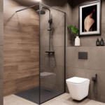 INVENA Volos zuhanyoszlop termosztátos csapteleppel és 3 funkciós zuhanyszettel, matt fekete AU-37-T04-V (AU-37-T04-V)