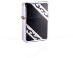 Angelo Benzines öngyújtó - Króm keretes fekete kivitel, diagonális gravírozott díszcsíkokkal (A-245430-8)