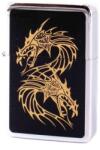 Angelo Króm benzines öngyújtó fekete előlappal, aranyszínű sárkány mintával (A-245430-16)