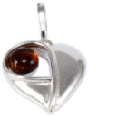 Ékszershop Borostyán köves szives ezüst medál (2169000)