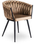  Fonott bársony szék bézs színben, ELENA (ME-ELENA-BZ-V-K)