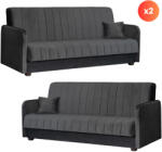  2 db-os szett, ágyazható kanapé szürke színben PORTO (PPHUE-PIEER-PAROS6-Z2-WER)