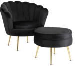  Fotel lábtartóval, fekete színben, velúr kárpittal GRAND (ME-GRAND-CZ-V-FW)