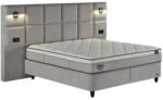 ABC Bedding Elite okos kárpitozott ágyneműtartós ágy - LED világítás, kapcsoló, konnektor, USB és USB-C csatlakozó, széles fejvég + Elite Táskarugós Matrac (Kemény, HR hab, Hyper hab) 180x200