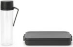 Brabantia Make & Take Break Set uzsonnás szett - kulacs 0, 5L + lapos ebéddoboz 1, 1L, műanyag, sötétszürke (206689)