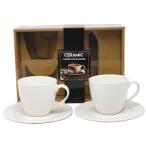 Queen Isabell fehér porcelán csésze aljjal - 210 ml - 2 személyes készlet (IMO-PP-PG-21133)